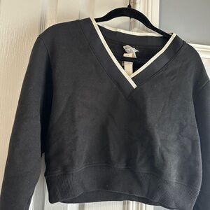 PINK Victoria's Secret Black and White V-Neck Sweater